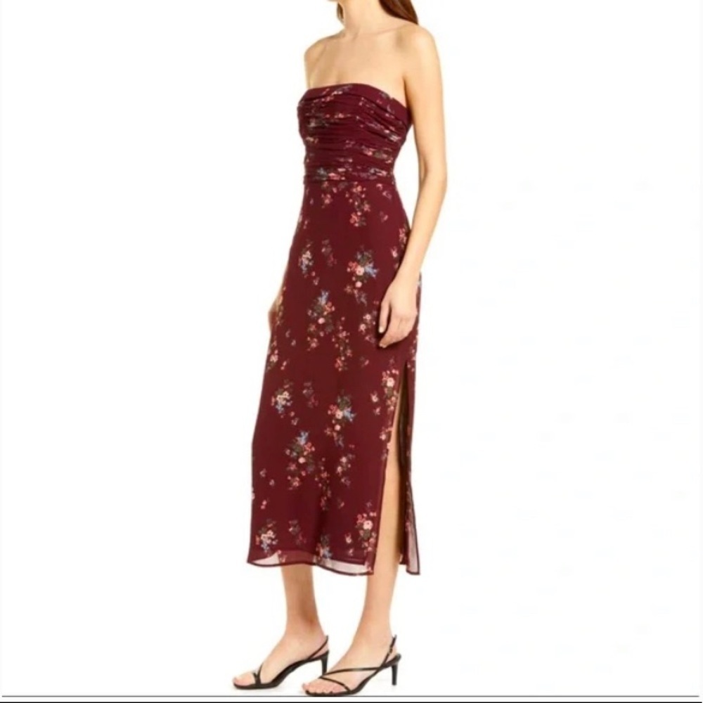 Reformation size 2 Maroon Lore Floral Dress in Rosaline Midi Dress